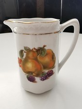 Antik um 1900 Milch-Sahne Kännchen Krug Obstmotiv Goldrand Porzellan