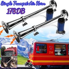 2x 12V 178DB Silber Lufthorn Druckluft Horn Fanfare Hupe Compressor für PKW LKW.