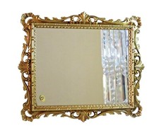 Wandspiegel Antik 43x37 Shabby Badspiegel Barockstil Spiegel Prunk Vintage ITALY