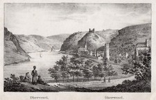Oberwesel Gesamtansicht Original Lithografie 1840