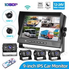 4x Rückfahrkamera mit und Split Quad Monitor 12V-24V LKW Auto Rückfahrsystem 4CH