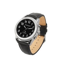 Sprechende Funkuhr DAMEN Armbanduhr Uhr Leder Seniorenuhr Blindenuhr schw Ziffbl