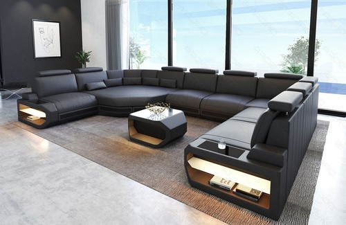 Leder couch wohnlandschaft - couch,