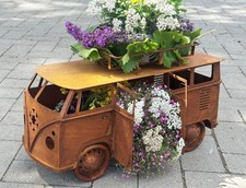 VW Bulli Bus zum Bepflanzen 75x30x45cm Edelrost Rost Gartendeko Auto Camper