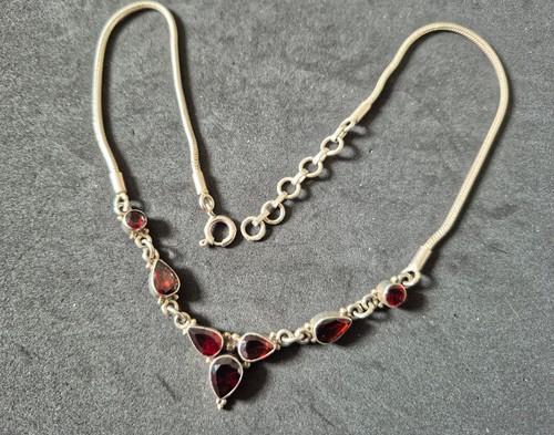 Granat collier kette silber - granat,
