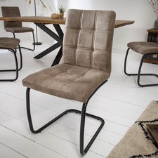 Industrial Freischwinger Stuhl MODENA vintage taupe Ziersteppung Esszimmerstuhl