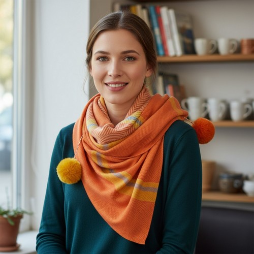 Damen schal stola orange warm - damen,