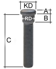 Rändelbolzen Stehbolzen M14 x 1,5 x 40mm  RD14,9  RH9,0