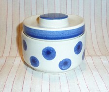 Zuckerdose Keramik DDR Steinzeug 9 x 7 cm Elsterwerda blaue Punkte