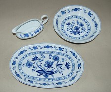 Wellco Design Krefeld - Zwiebelmuster - Porzellan Set - Sauciere Schale Platte