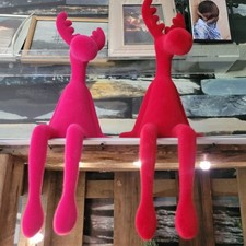 2 x Flock Elch Figur rot pink