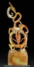 9,2 "Alte chinesische Hetian Jade Carving Dragon Phoenix Siegel Stempel Signet