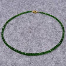 Chromdiopsid Halskette, 925er Silber, Edelsteinhalskette (K762), Rarität