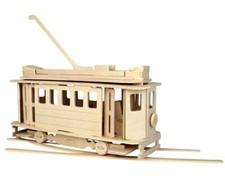 Straßenbahn Typ 2 - 3D Holzbausatz Tram Bahn Holzpuzzle Steckpuzzle Wagen Holz