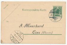 Österreich 1907 Ganzsache - Bad Ischl 22.XI.07 Linz Michel Nr. P 152