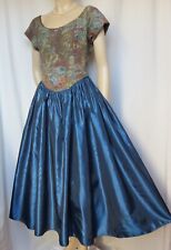 Laura Ashley Abendkleid 40 42 Brokat blau grün Hochzeit Theater vintage Kleid