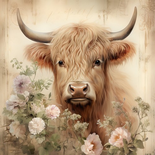 Dekobild vintage highland kuh - vintage,