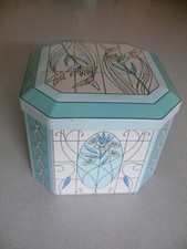 Eduscho Kaffeedose ca. 80er Jahre - florales Motiv - grün -8 eckig