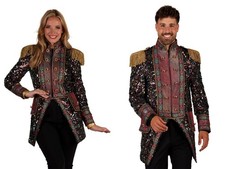 edle Pailletten Jacke Damen Herren Uniform Gehrock hochwertig Karneval Fasching
