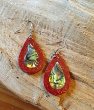 Ohrringe ,Paua,Seeopal,Abalone, Koralle,Tropfenform,Hänger,Muschel