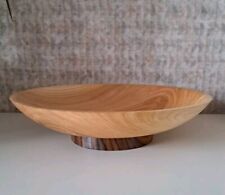 Gedrechselter Teller aus Süßkirsche mit Fuß aus Zebranoholz, D 26,3cm Handarbeit