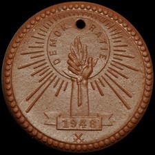 BERLIN: Porzellan-Medaille 1948, Meissen. 100 JAHRE REVOLUTION - DEMOKRATIE.