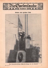 Hissen der Flagge auf einem Uboot - 1916 - Historisches Titelblatt ~21x30cm