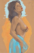 Akt nude naked woman Frau nue femme Aktzeichnung drawing dessin Erotik - X2