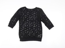 New Look Damen schwarz Spitze Tunika Bluse Größe 10 3/4-Arm