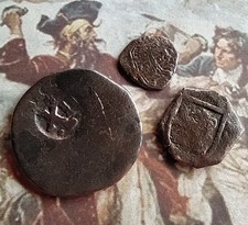 3 Historische Piraten Münzen. 1527-1656. Kolonial Spanien. COB
