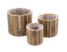 Holz Pflanz Topf 3er Set - 23