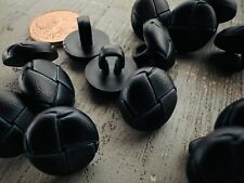 10 Knöpfe 11mm Lederknopf imitat blau-schwarz Ösenknopf Trachten Halbkugel Flech