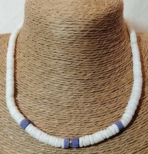 Surferkette Unisex Kette Muschel Plättchen Halsband 42 cm anliegend weiß lila