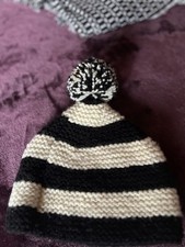 BURTON Winter Mütze Warm Weich Dicht Strick Schwarz Weiß Streif; Ski; Snowb