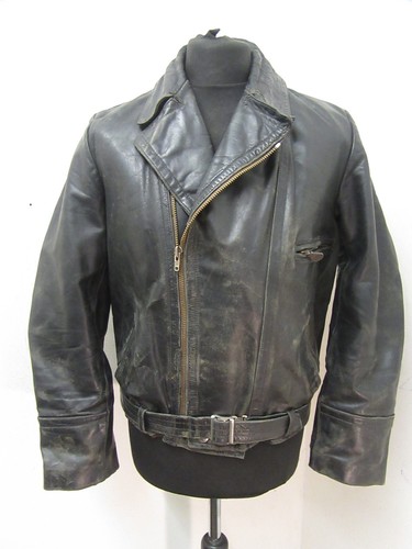 Vintage leder motorrad jacke - leder,