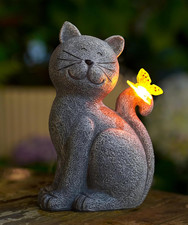 Gartenfigur Katzen mit Solar
