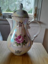 Kaffeeservice Konvolut Teller Tassen Kanne Dose Kahla Irisierend Rose 