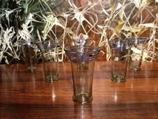 6 Glasbecher mit blauem Faden