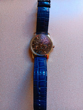 trias automatik Herrenuhr 5 ATM Wasserresistant Armband Echt Leder Blau