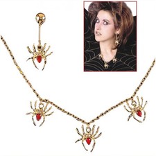 HEXEN SCHMUCK SET # Karneval Halloween Spinnen Kette & Ohrring Kostüm Party 5032