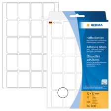 HERMA 2430 Vielzwecketiketten 22x32 mm weiß Papier matt Handbeschriftung 640 St.