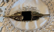 Antike Gablonzer Brosche, Amer. Double,  mit schwarzem Schmuckstein.       !38