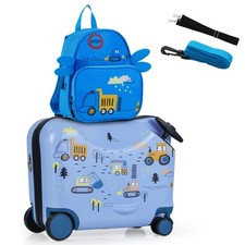 12"+18" Kinderkoffer & Rucksack 2TLG. Kindertrolley mit Rollen Kindergepäck