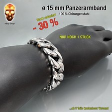 1 - 15 mm Panzerarmband poliert Biker Herren Damen Armband Edelstahl 14 16 17 18