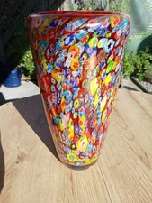 Murrinen Glas Vase Rot Murano Millefiori