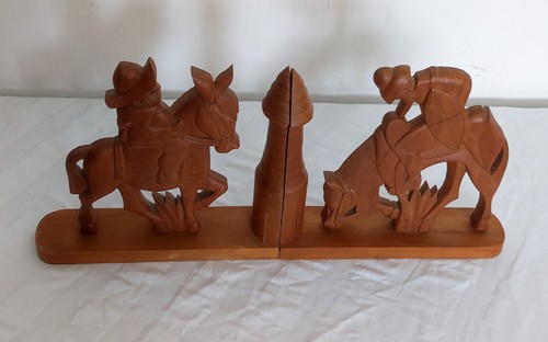 Buchstütze holz mit pferden - mit,