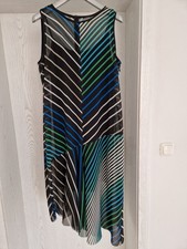 Marc Cain Chiffon Kleid Schwarz Gestreift Gr. 5 mit Unterkleid