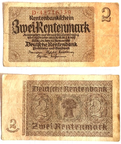 Rentenbankschein zwei - 1, x