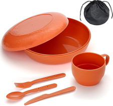 Camping-Mahlzeit-Set Schüssel Teller Tassen Löffel Gabel Messer 6 Stück