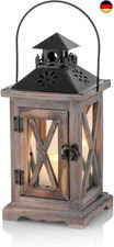 Romadedi Laterne Holz Kerzenständer Windlicht Gartenwindlicht - Rustikale 